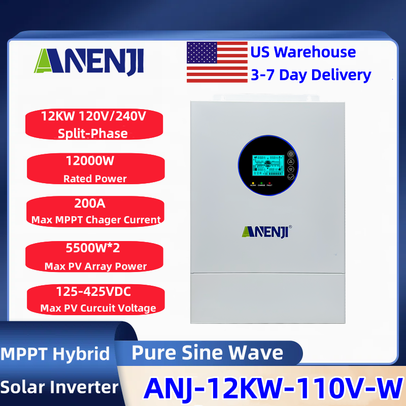 Drone Solar Charger - อินเวอร์เตอร์พลังงานแสงอาทิตย์แบบไฮบริด ANENJI รองรับระบบไฟฟ้าแบบแยกเฟส 120V/240V กำลังไฟ 12KW