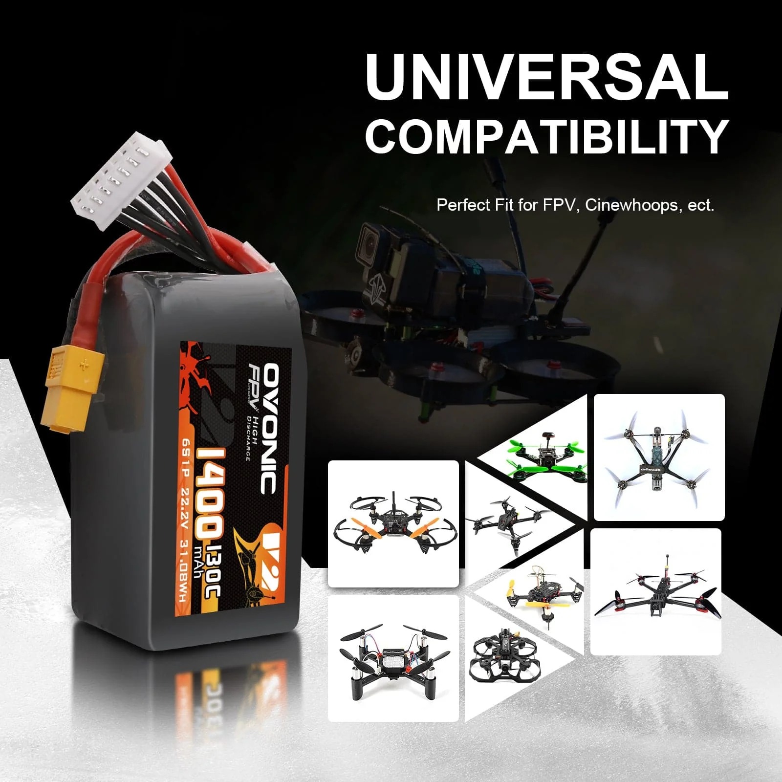 โอโวนิค 6S 1400mAh 130C แบตเตอ - Drone Backpack บทวิจารณ์และราคา
