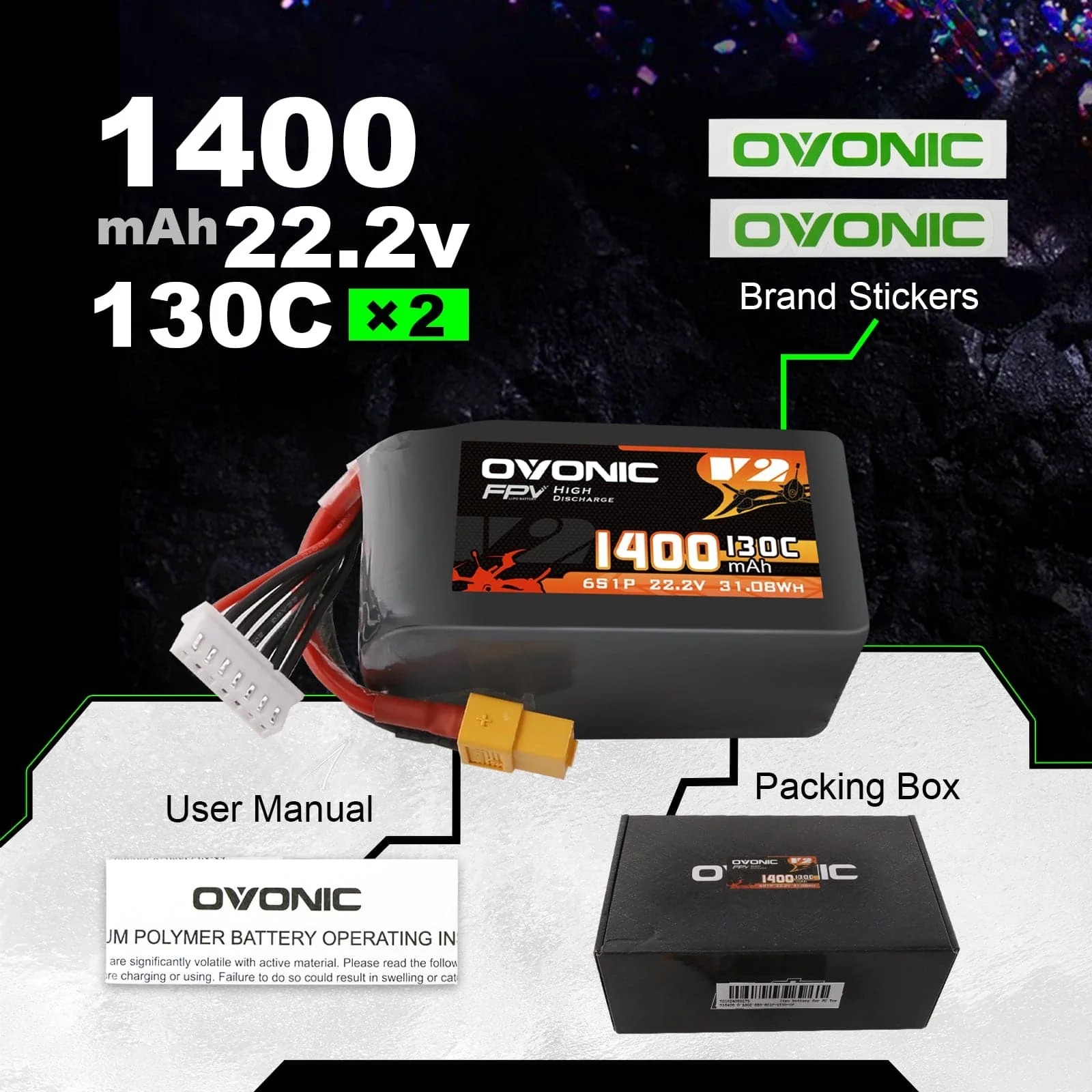 โอโวนิค 6S 1400mAh 130C แบตเตอ - Drone Backpack บทวิจารณ์และราคา