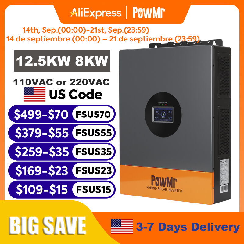 PowMr อินเวอร์เตอร์แบบแยกเฟส 1 - Drone Solar Charger บทวิจารณ์และราคา